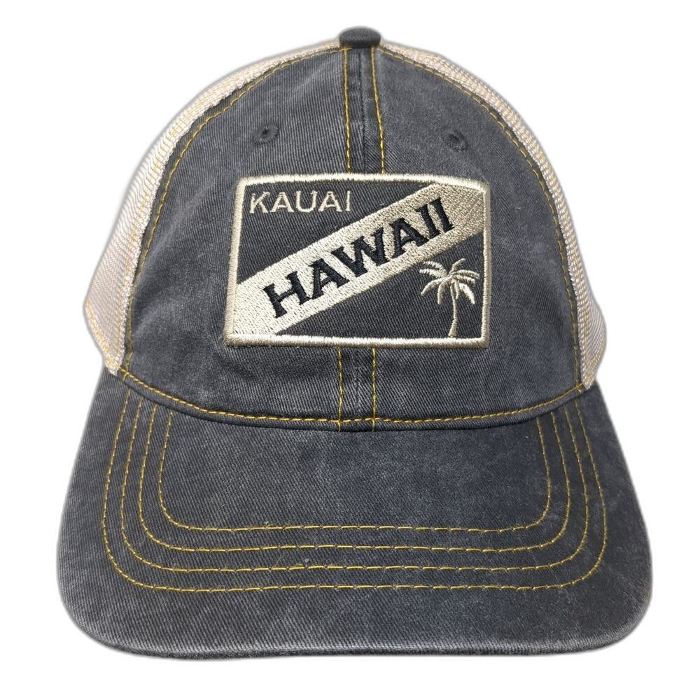 Kauai Hawaii Strapback Trucker Hat Gray One Size Adjustable Embroidered 6 Panel